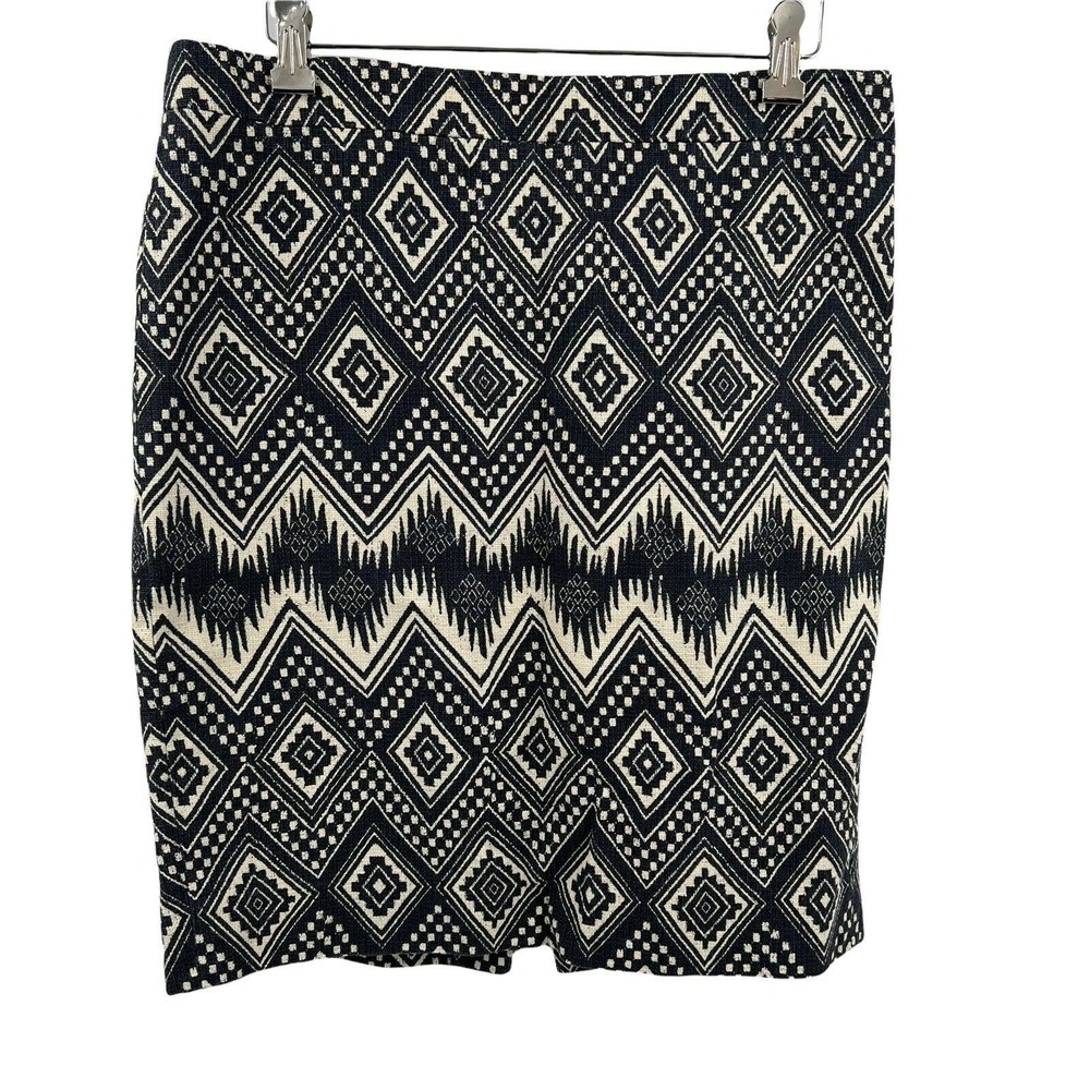 J Crew The Pencil Skirt Tan Black‎ Diamond Print Lined Size 6